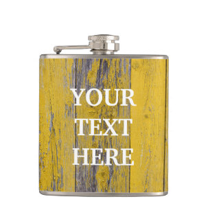 Gepersonaliseerde  houten achtergrond heupfles