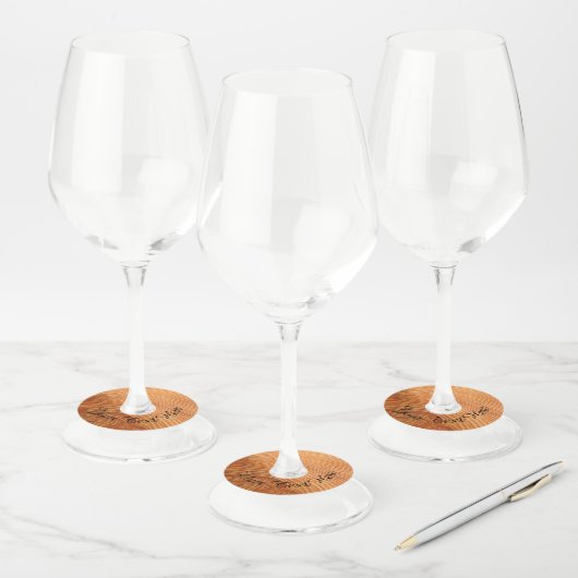 Gepersonaliseerde Houten Effect Wijnglas Labels (Set)