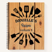 Gepersonaliseerde houten Recept Notitieboek (Voorkant)