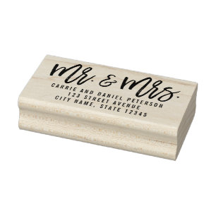 Gepersonaliseerde houten zegel in geborsteld charm rubberstempel