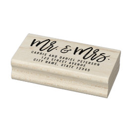 Gepersonaliseerde houten zegel in geborsteld charm rubberstempel