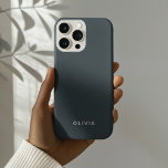 "Gepersonaliseerde houtskool Blauw Custom iPhone 16 Pro Hoesje<br><div class="desc">Voeg een vleugje elegantie toe aan uw dagelijkse benodigdheden met deze gepersonaliseerde Charcoal Blue iPhone-hoes. Met een zachte, stijlvolle Charcoal Blue-achtergrond en uw aangepaste naam in een chique lettertype, is deze telefoonhoes perfect om uw unieke stijl te laten zien. Ontworpen voor zowel schoonheid als duurzaamheid, biedt het een uitstekende bescherming...</div>