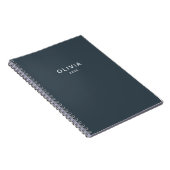 Gepersonaliseerde houtskool Blauw Custom Notitieboek (Rechterzijde)