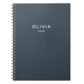 Gepersonaliseerde houtskool Blauw Custom Notitieboek (Voorkant)