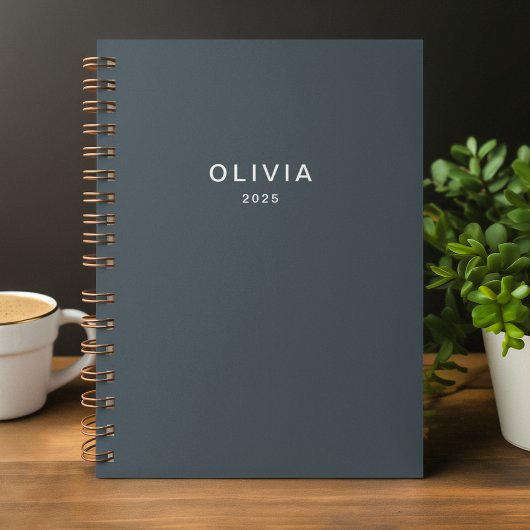 Gepersonaliseerde houtskool Blauw Custom Notitieboek