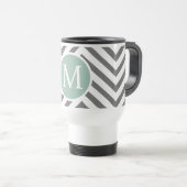 "Gepersonaliseerde houtskool Mint Chevron Travel M Reisbeker (Voorkant rechts)