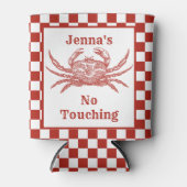 Gepersonaliseerde houtsnede krab met dambord blikjeskoeler (Voorkant)