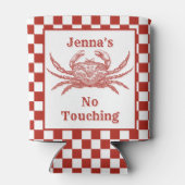 Gepersonaliseerde houtsnede krab met dambord blikjeskoeler (Achterkant)