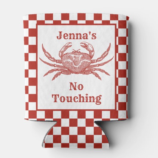 Gepersonaliseerde houtsnede krab met dambord blikjeskoeler (Achterkant)