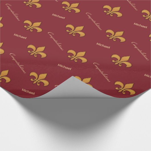 Gepersonaliseerde houtstijl Fleur de Lis Cadeaupapier (Hoek)