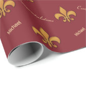 Gepersonaliseerde houtstijl Fleur de Lis Cadeaupapier (Rol Hoek)