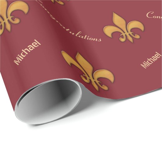 Gepersonaliseerde houtstijl Fleur de Lis Cadeaupapier (Rol Hoek)