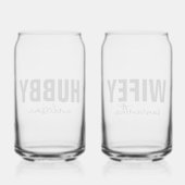 Gepersonaliseerde Hubby & Wifey Naam Blikvorm Glas (Achterkant)