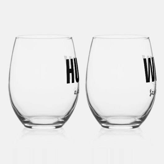 Gepersonaliseerde Hubby & Wifey Naam Wijnglas Zonder Voet (Rechts)