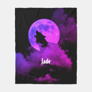 Gepersonaliseerde huilende wolf fleece deken