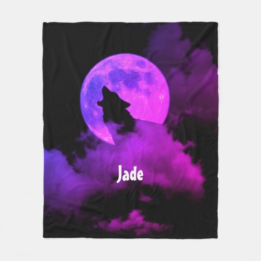 Gepersonaliseerde huilende wolf fleece deken (Voorkant)