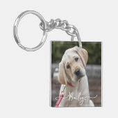 Gepersonaliseerde huisdier 2 foto en naam speciale sleutelhanger (Voorkant Links)