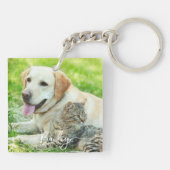 Gepersonaliseerde huisdier 2 foto en naam speciale sleutelhanger (Achterkant)