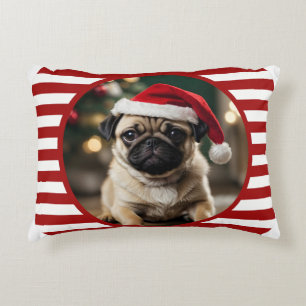Gepersonaliseerde huisdier foto Candy Cane rode st Accent Kussen