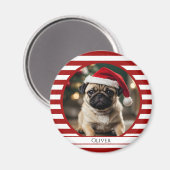 Gepersonaliseerde huisdier foto Candy Cane rode st Magneet (Voorkant / Achterkant)