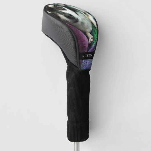 Gepersonaliseerde huisdier foto en naam golfheadcover (Schuin)