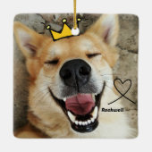 Gepersonaliseerde huisdier foto en naam hond keramisch ornament (Achterkant)