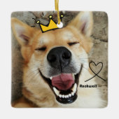 Gepersonaliseerde huisdier foto en naam hond keramisch ornament (Voorkant)