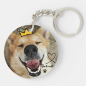 Gepersonaliseerde huisdier foto en naam hond Sleut Sleutelhanger (Achterkant)