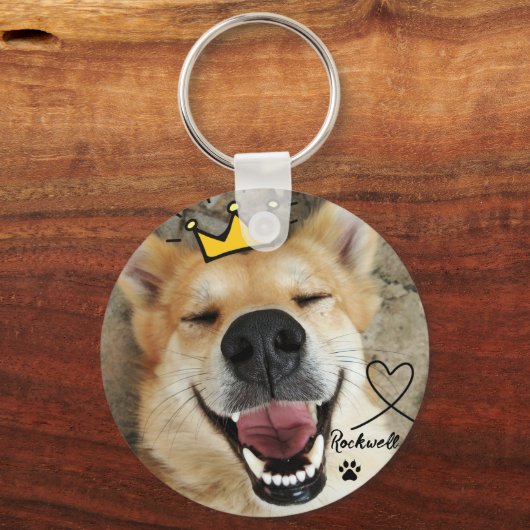 Gepersonaliseerde huisdier foto en naam hond sleutelhanger (Achterkant)