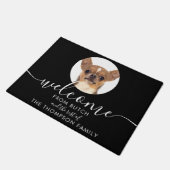 Gepersonaliseerde huisdier foto familienaam deurmat (Schuin)