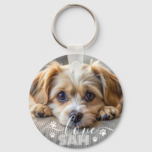 Gepersonaliseerde huisdier foto hondenliefhebber a sleutelhanger (Achterkant)