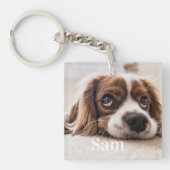 Gepersonaliseerde huisdier foto hondenliefhebber a sleutelhanger (voorkant)