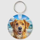 Gepersonaliseerde huisdier foto hondenliefhebber k sleutelhanger (Voorkant)