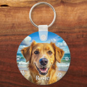 Gepersonaliseerde huisdier foto hondenliefhebber k sleutelhanger (Voorkant)
