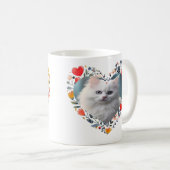 Gepersonaliseerde huisdier foto in bloemenhart vor koffiemok (Voorkant rechts)