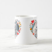 Gepersonaliseerde huisdier foto in bloemenhart vor koffiemok (Center)