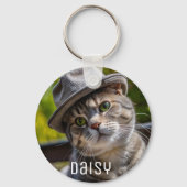 Gepersonaliseerde huisdier foto kat liefhebber hou sleutelhanger (Voorkant)