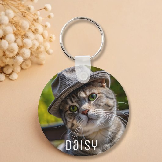 Gepersonaliseerde huisdier foto kat liefhebber hou sleutelhanger