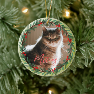 Gepersonaliseerde huisdier foto kerstpatroon keramisch ornament