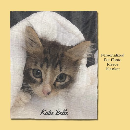 Gepersonaliseerde huisdier foto monogram fleece deken