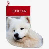 Gepersonaliseerde huisdier foto rood grote kerstsok (Voorkant)