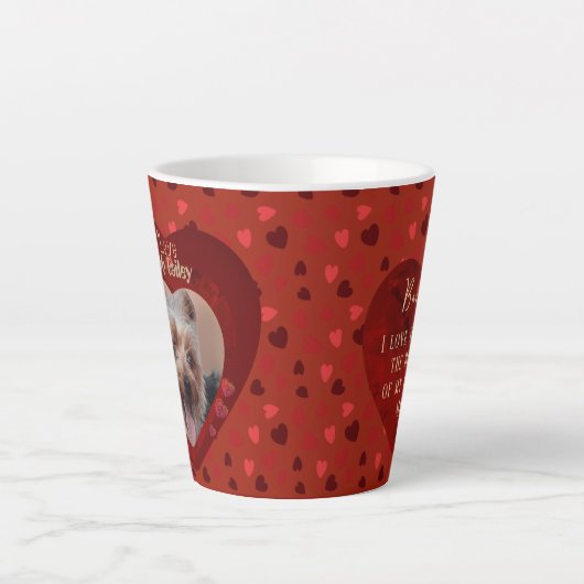 Gepersonaliseerde huisdier foto rood Keepsake Latte Mok (Voorkant)