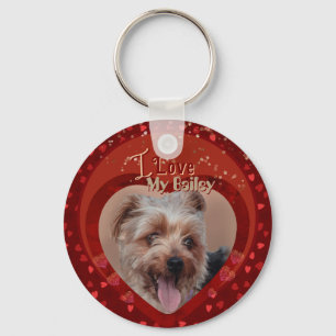 Gepersonaliseerde huisdier foto rood Keepsake Sleutelhanger