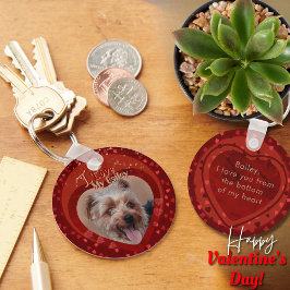 Gepersonaliseerde huisdier foto rood Keepsake Sleutelhanger