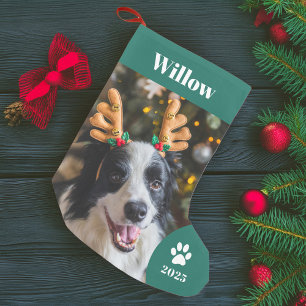 Gepersonaliseerde huisdier foto vakantie kleine kerstsok