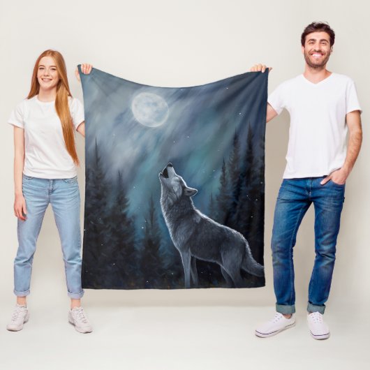 Gepersonaliseerde huisdier foto | Wolf huilt op de Fleece Deken (In situ)