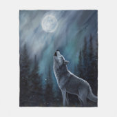 Gepersonaliseerde huisdier foto | Wolf huilt op de Fleece Deken (Voorkant)