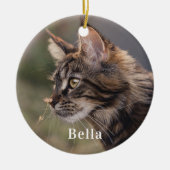 Gepersonaliseerde huisdier kat foto Kerstmis Keramisch Ornament (Voorkant)