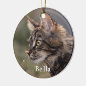 Gepersonaliseerde huisdier kat foto Kerstmis Keramisch Ornament (Links)