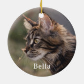 Gepersonaliseerde huisdier kat foto Kerstmis Keramisch Ornament (Achterkant)